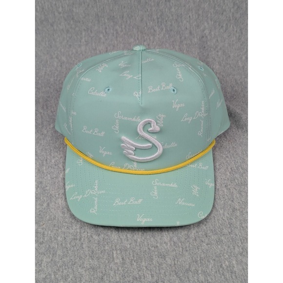 Swannies Golf Other - NEW Swannies Golf Snapback Hat Mint Green Rope Cap S Logo Allover Print